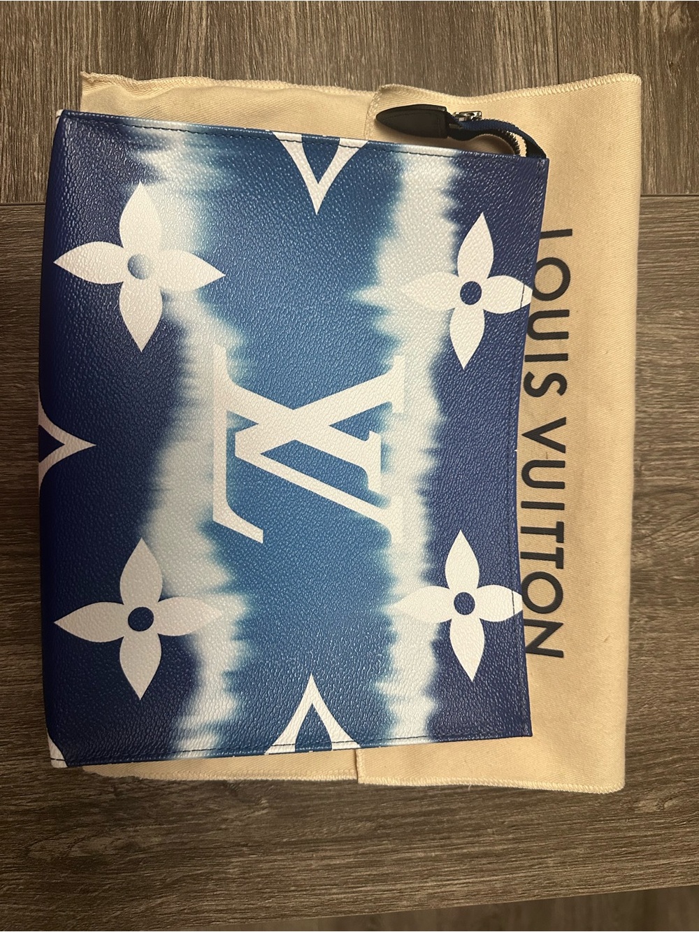 Louis Vuitton Blue and White Monogram Pouch Clutch